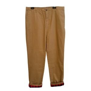 Ll Bean Plaid Flannel Lined Chinos Size 20H